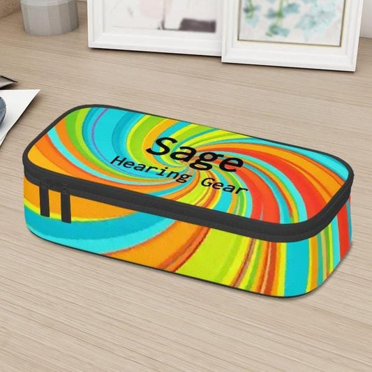 Personalised Hearing Aid Storage Case | Custom Name Carry Case with Unique Printed Design | Travel Box | Citrus Swirl