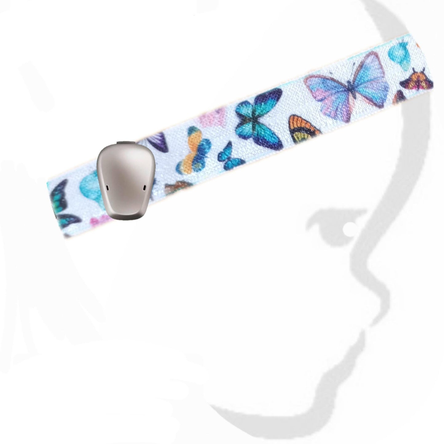 Ponto softband, Hearing Aid Headband, Cochlear Implant Headband, BAHA band, Butterflies on white