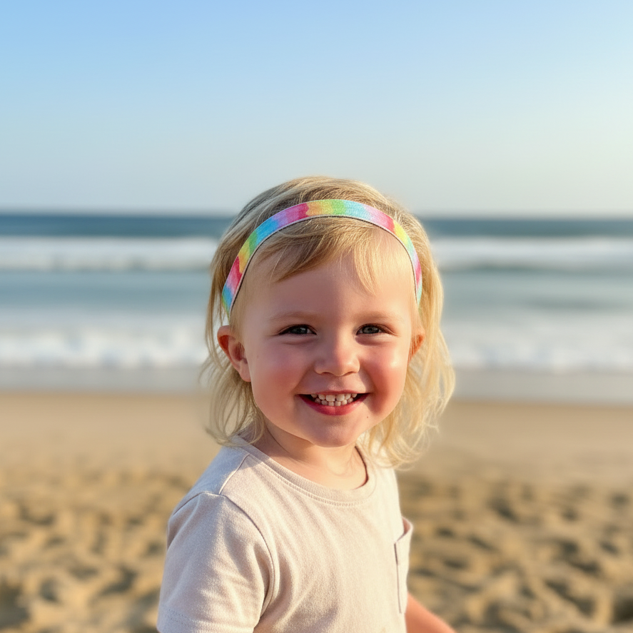 Ponto softband, Hearing Aid Headband, Cochlear Implant Headband, BAHA band, Rainbow