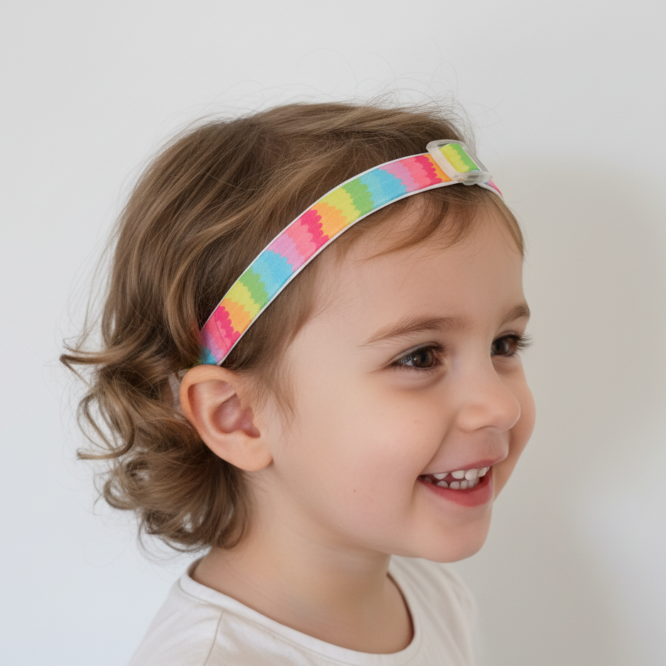 Ponto softband, Hearing Aid Headband, Cochlear Implant Headband, BAHA band, Rainbow