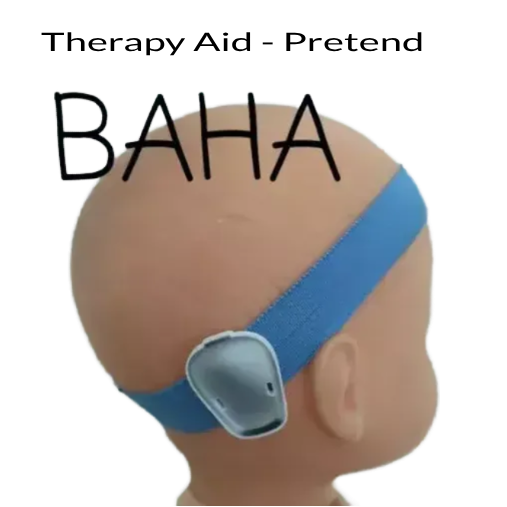 baha hearing aid blue headband imitation therapy aid play