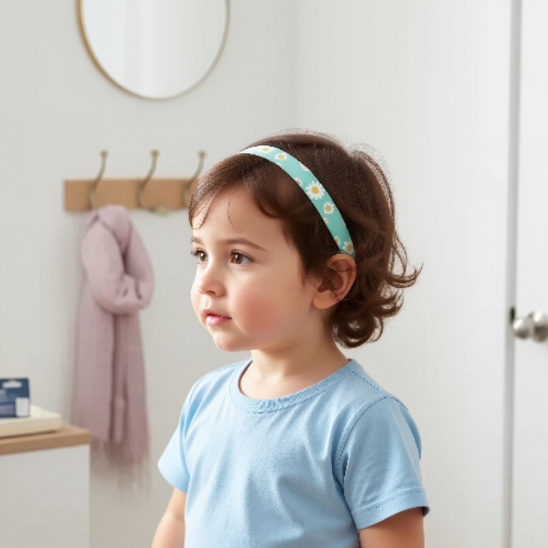 Ponto softband, Hearing Aid Headband, Cochlear Implant Headband, BAHA band, Daisy Blue