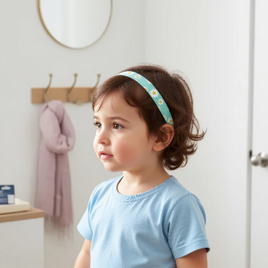 Ponto softband, Hearing Aid Headband, Cochlear Implant Headband, BAHA band, Daisy Blue