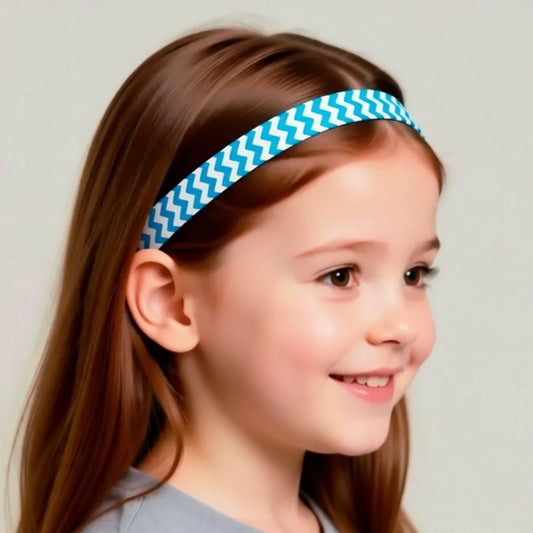 a white object with a patterned strap, which appears to be a headband or accessory.