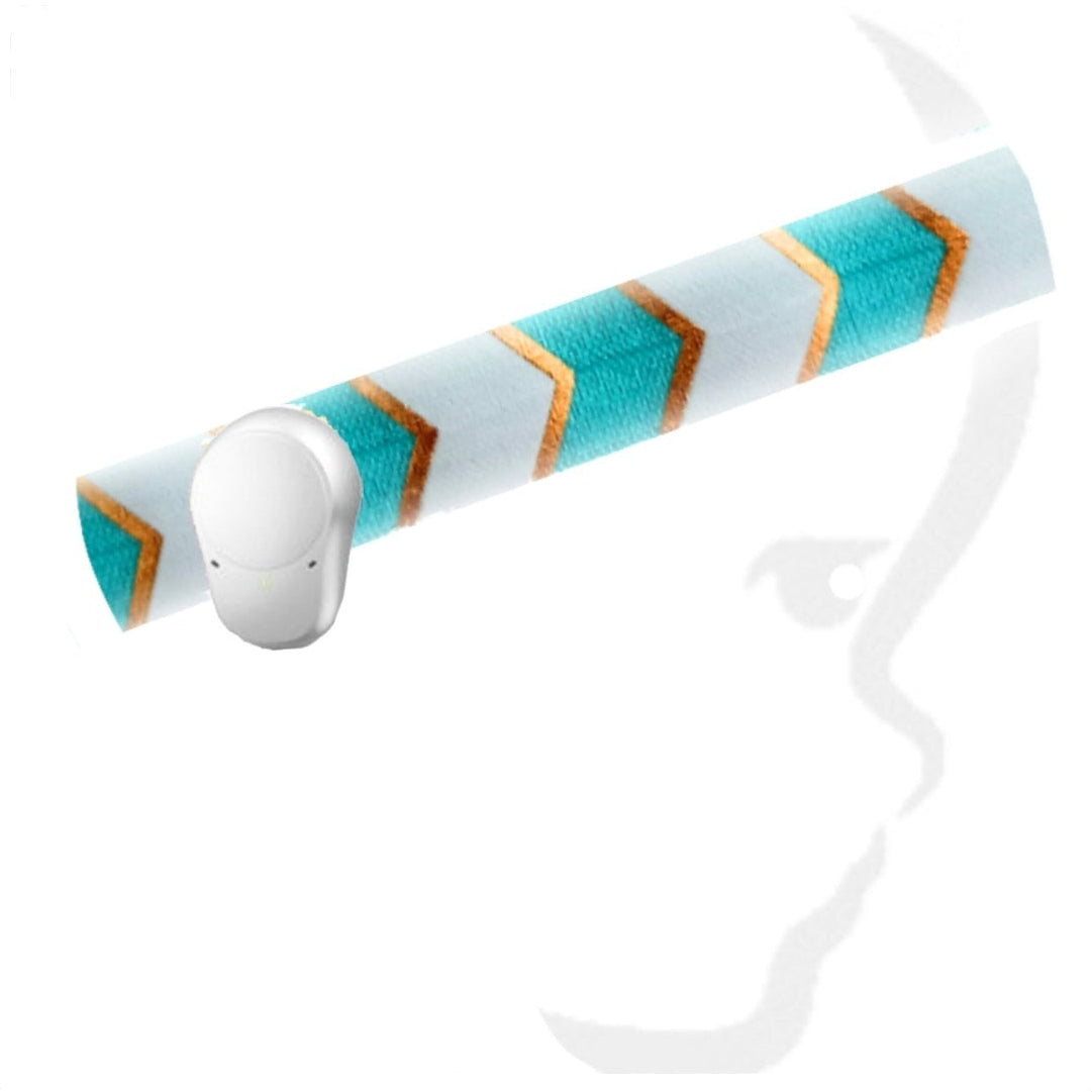 Bone-conductor device with connectors shown on a white background