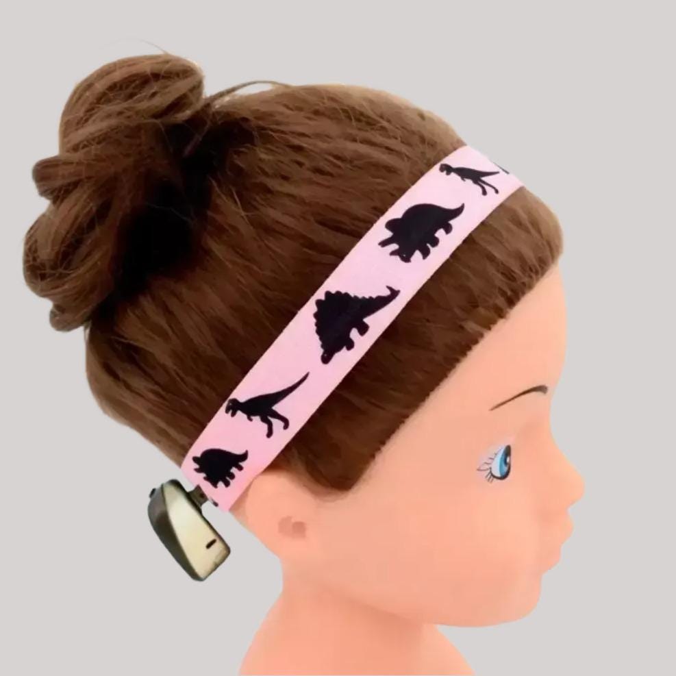 Pink Dinosaurs - Adjustable Non-Slip Velvet Softband 15mm wide