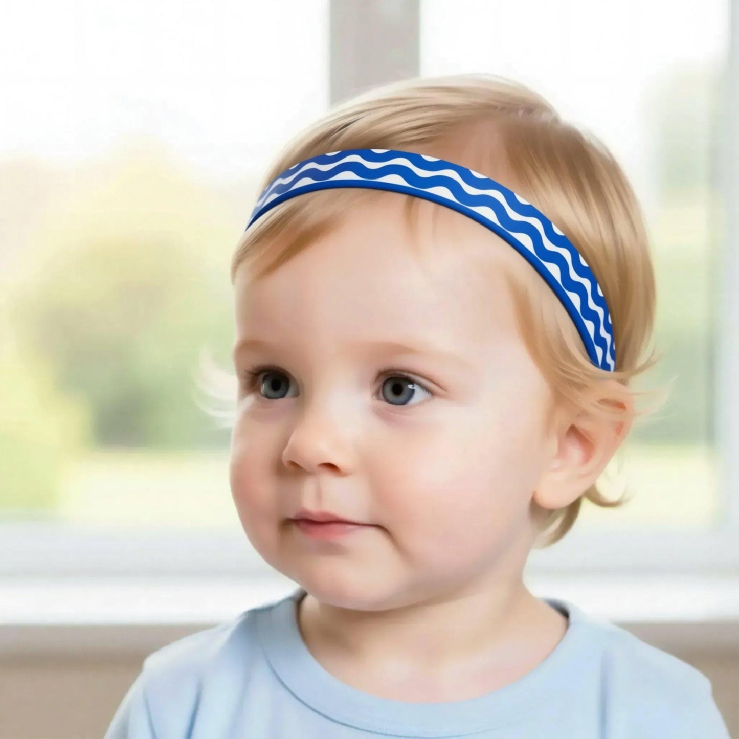 Ripples Blue - Adjustable Non-Slip Velvet Softband 15mm wide