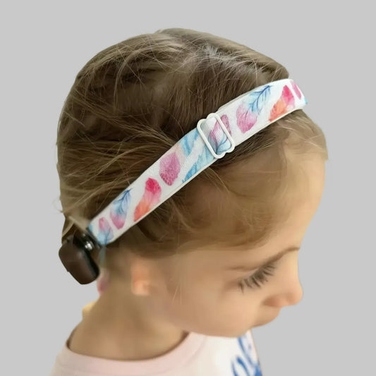 Feathers Blue Pink - Adjustable Non-Slip Velvet Softband 15mm wide