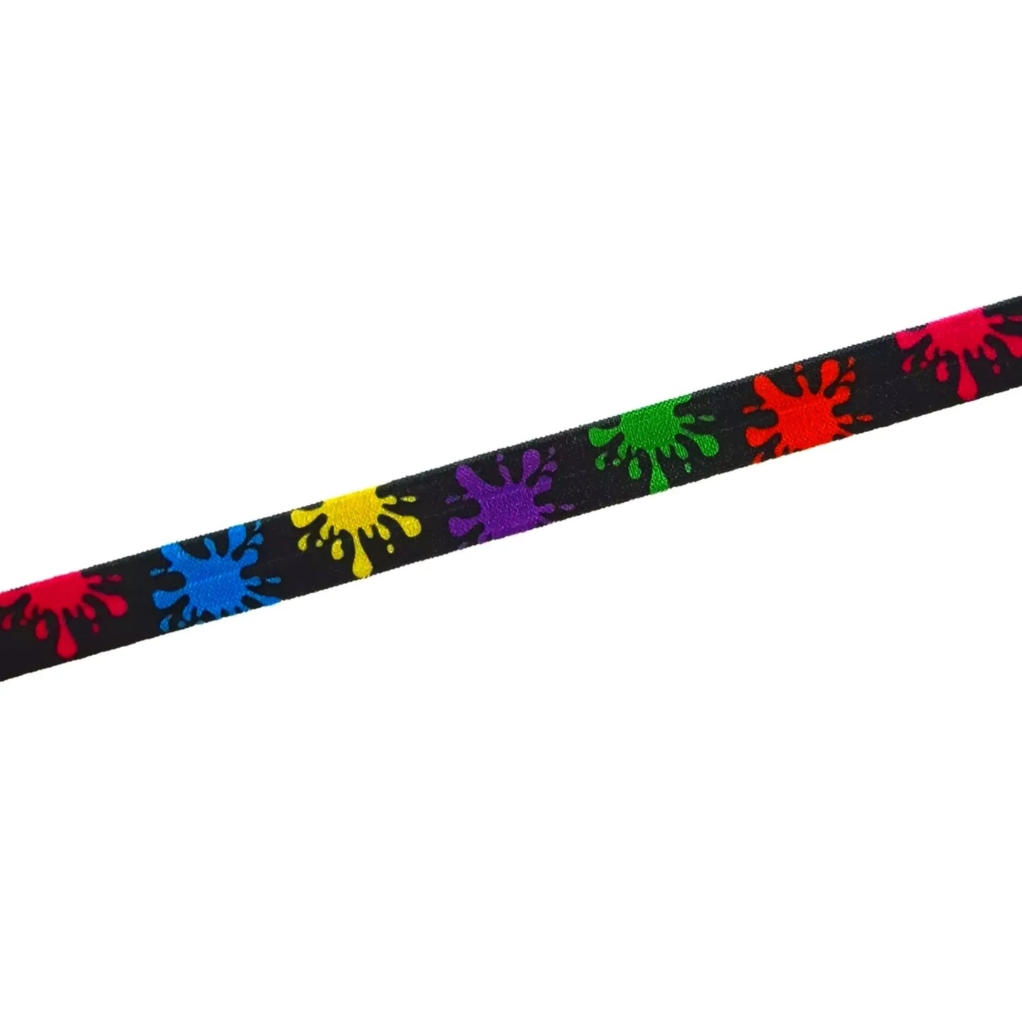 A colorful, multicolored strap with a pattern of splashes or splatter-like shapes in various bright colors, such as yellow, orange, pink, green, blue, and purple.