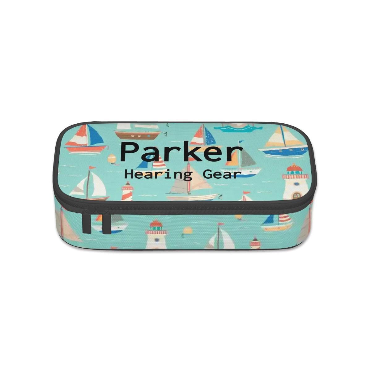 Personalised Hearing Aid Storage Case | Custom Name Carry Case with Unique Printed Design | Travel Box | Sail Boats