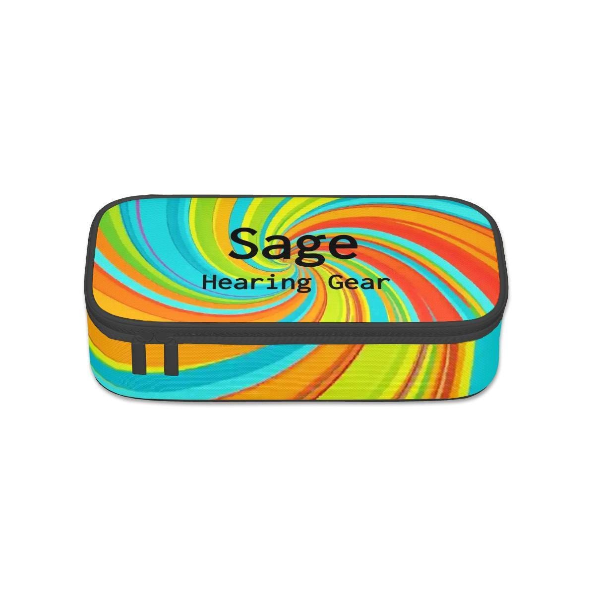 Personalised Hearing Aid Storage Case | Custom Name Carry Case with Unique Printed Design | Travel Box | Citrus Swirl