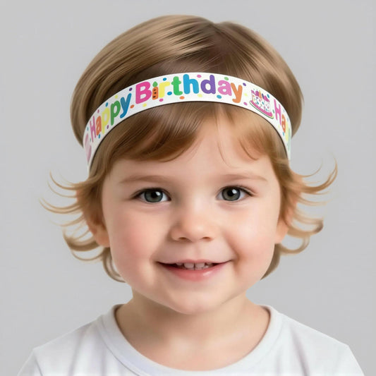 Happy Birthday Rainbow - Adjustable Non-Slip Velvet Softband 15mm wide