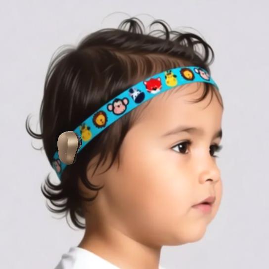 a blue ribbon with various cartoon animal faces printed on it, including a monkey, zebra, lion, and tiger.