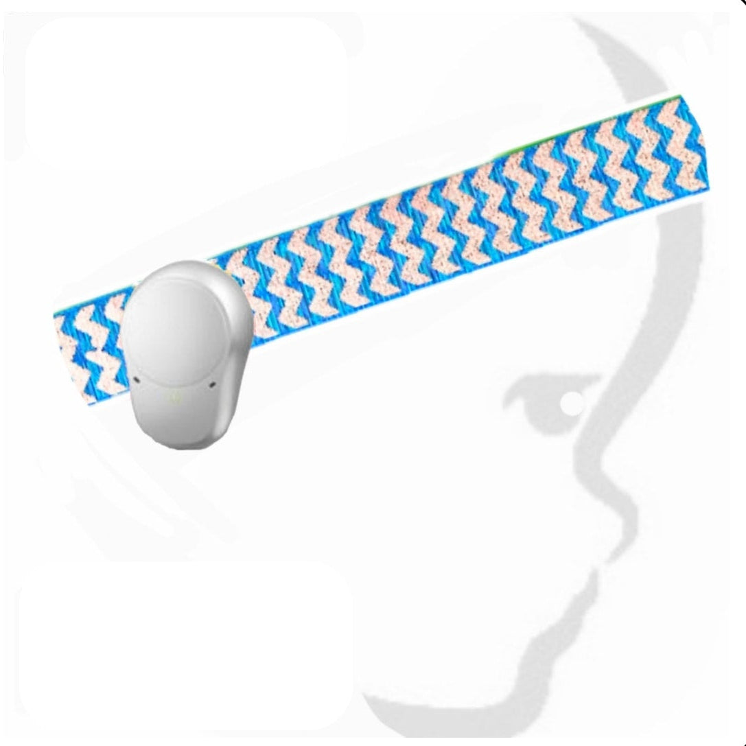 Bone-conduction hearing device with a zigzag design, displayed against a white background.