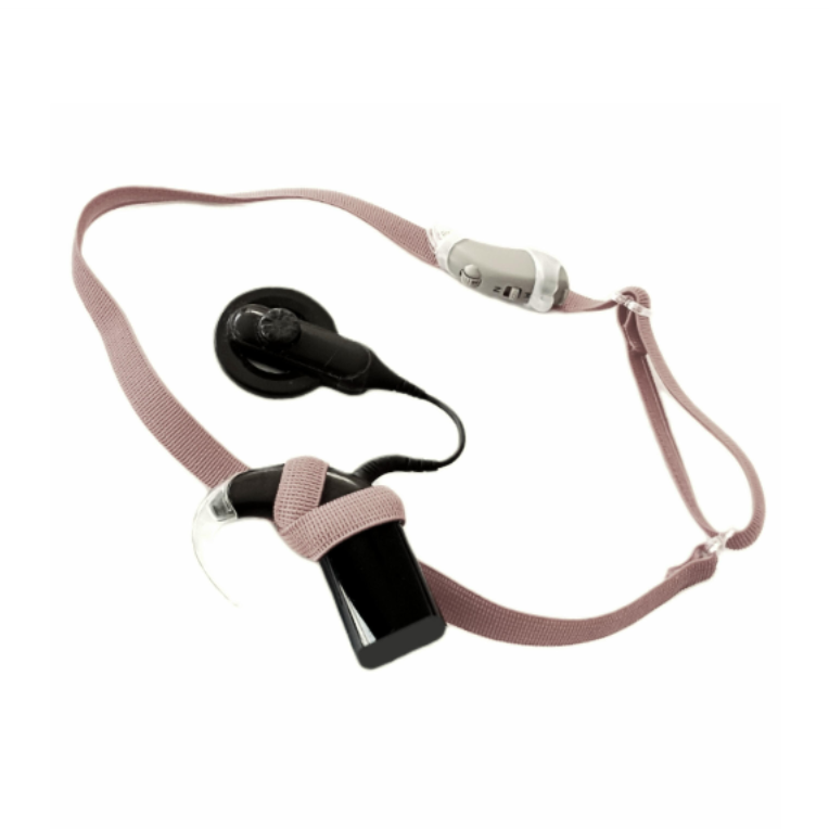 Cochlear Implant Headband, BTE Hearing Aid Headband, 10mm Silicone Lined, Beige